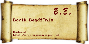Borik Begónia névjegykártya